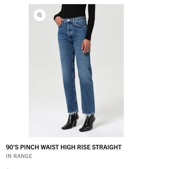 Agolde 90s high rise button flys women’s slim straight legs jeans black size 27 - Picture 3 of 14